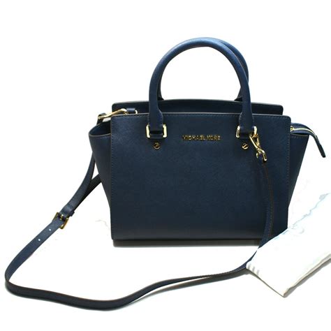 michael kors navy blue selma dome medium handbag